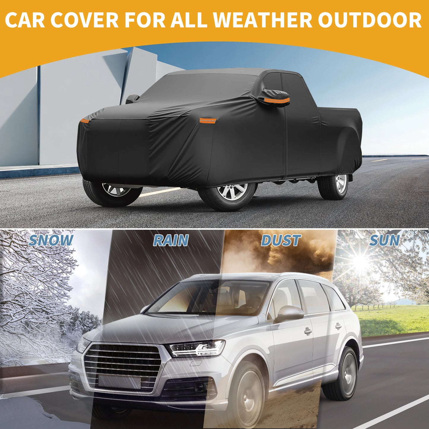 All Weather Car Cover for Ford Ranger Black 190T-Pu with Zipper