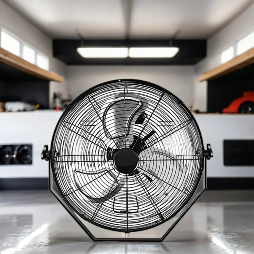Black Industrial Wall Mount Fan High Velocity 3 Speed Quiet Air Circulation