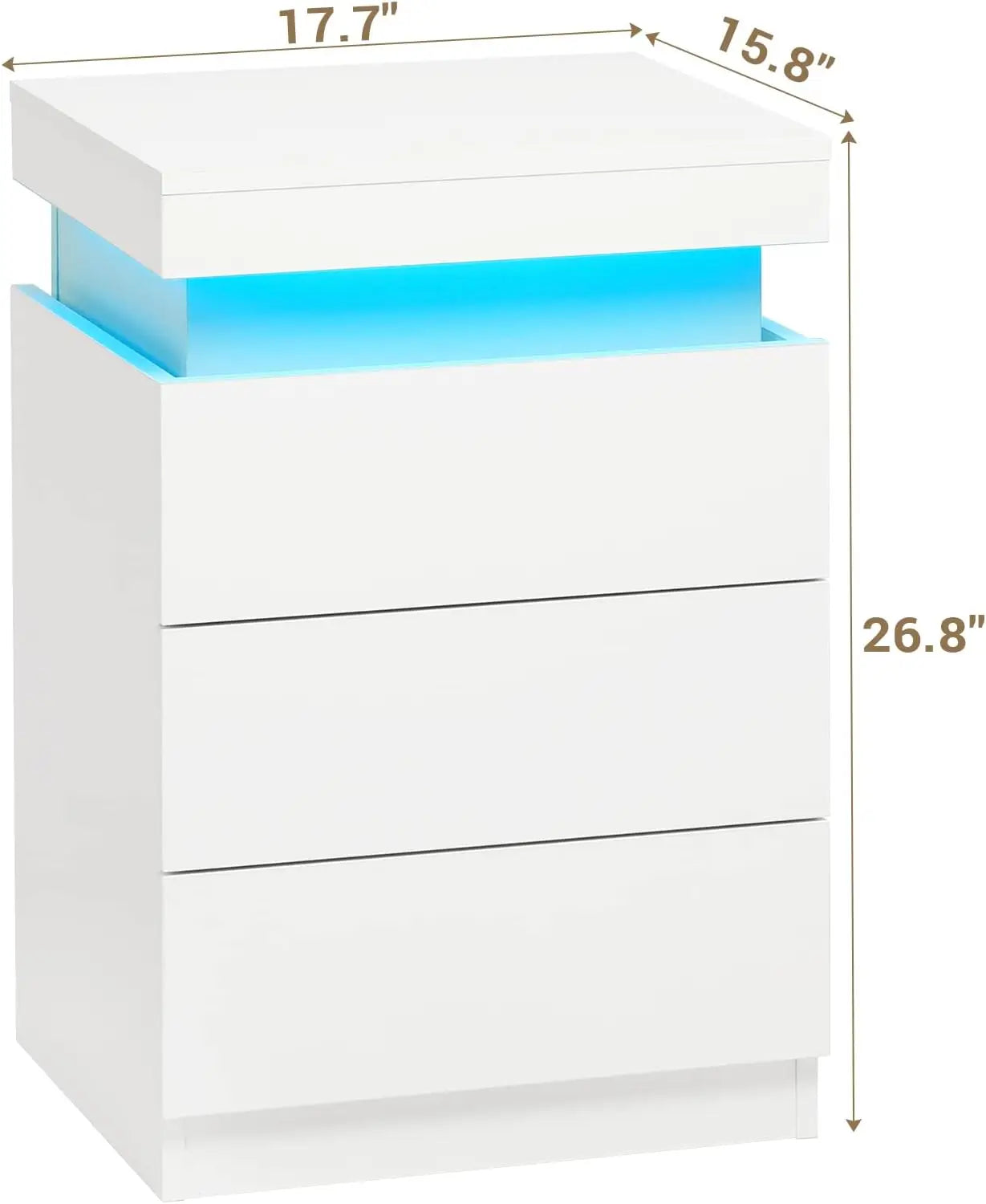 Nightstand with Charging Station LED Lights Modern Sliding Drawer