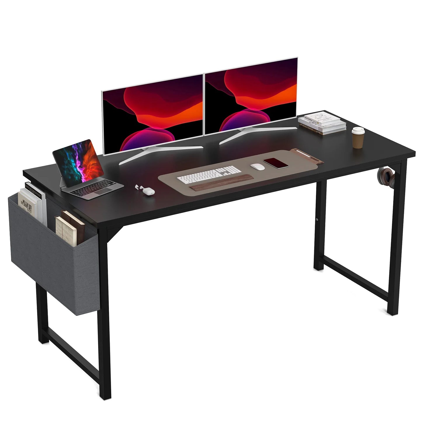 Ljustra Modern Compact Computer Desk with Storage and Headphone Hook