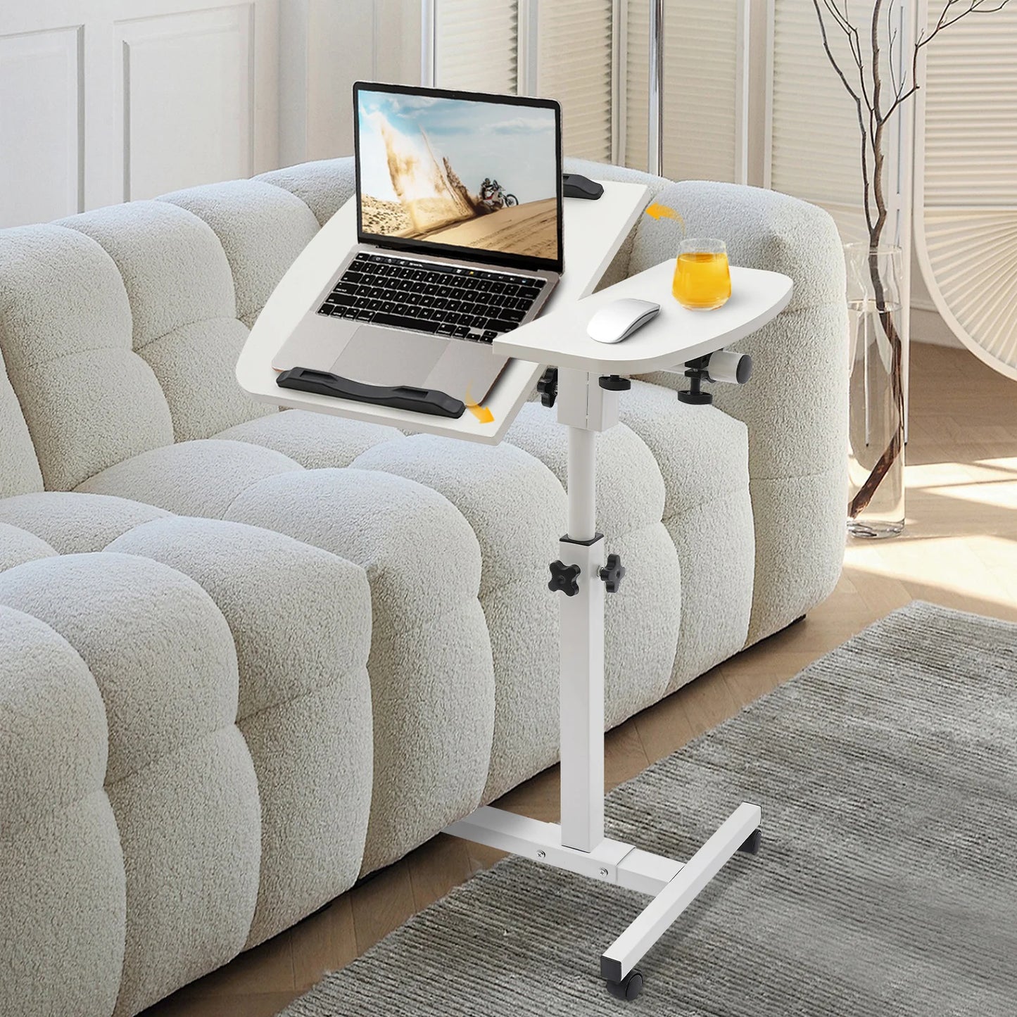 Adjustable Laptop Desk Stand with Swivel Wheels for Home Office
