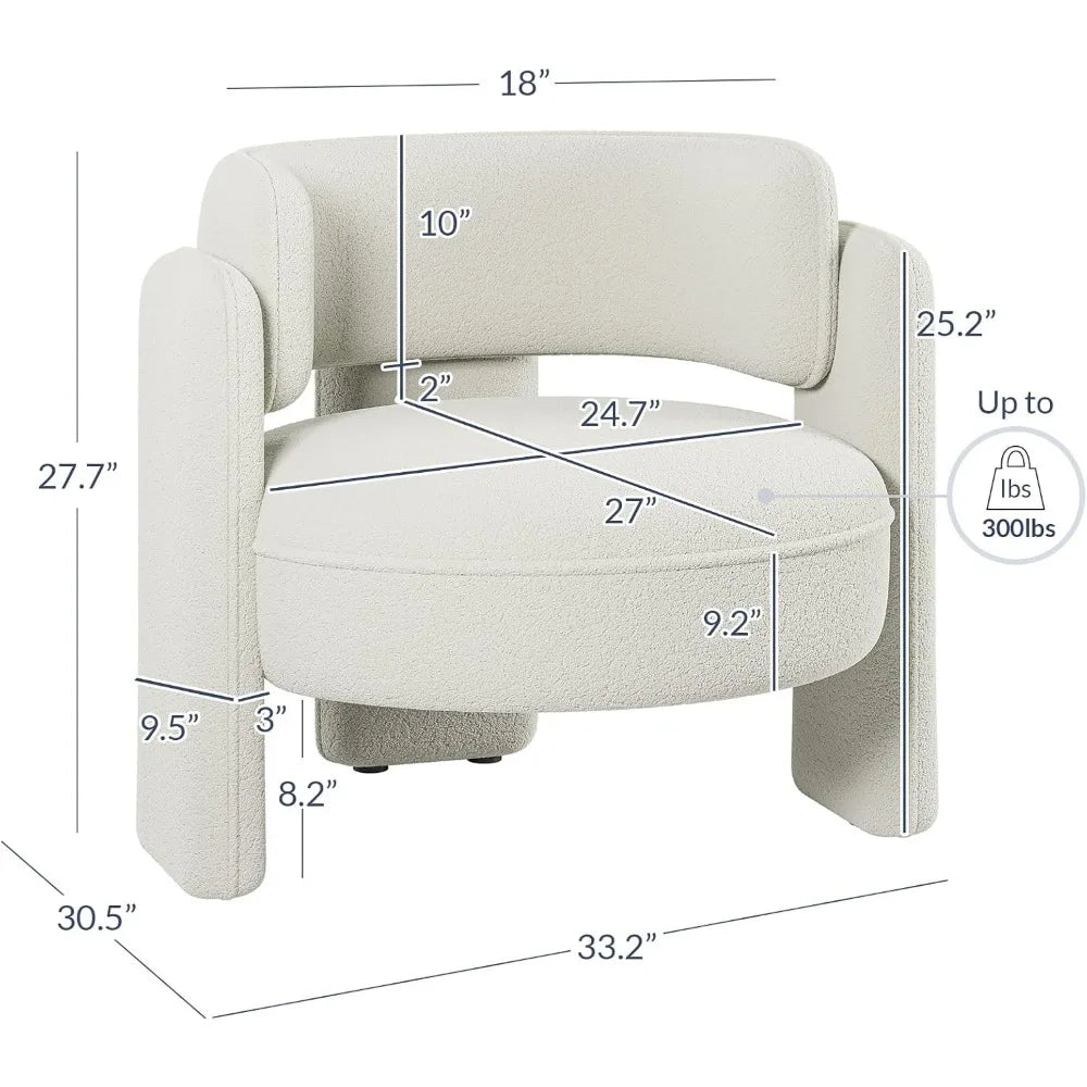 Sherpa Boucle Chair Set of 2 Modern Barrel Accent Chair Living Room