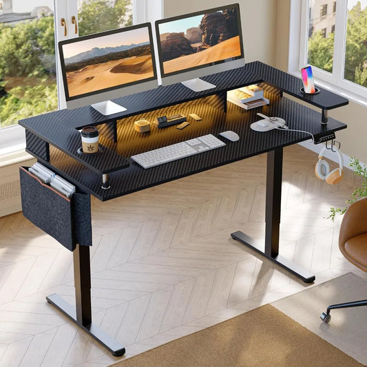LED Electric Standing Desk Adjustable Height Ergonomic Home Office