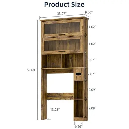 Vabches Over the Toilet Storage Cabinet Bathroom Organizer Wooden Rack