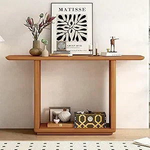 60 Inch Elegant Console Table Acacia Veneer Entryway Side Table