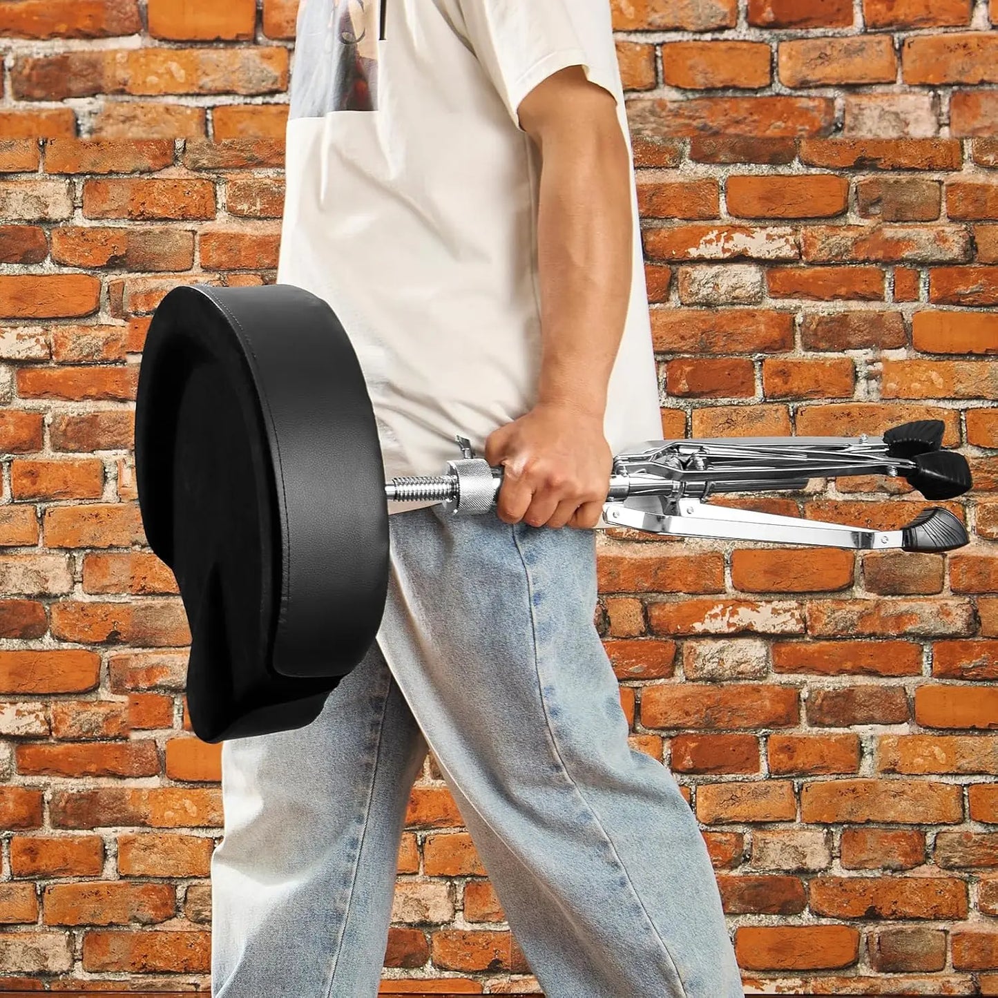 Saddle Drum Throne Height Adjustable Padded Stool Anti-Slip Feet 500lbs