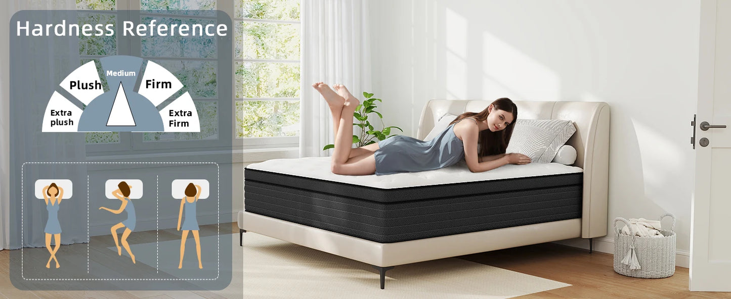 Ljustra Queen Mattress 12 Inch Pocket Springs Gel Memory Foam Hybrid