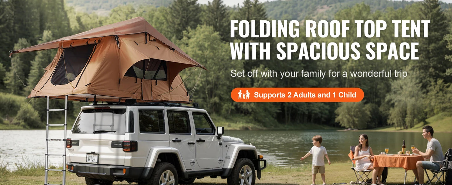 Ljustra Rooftop Tent Hardshell Folding Tent for Jeep SUV Van Truck