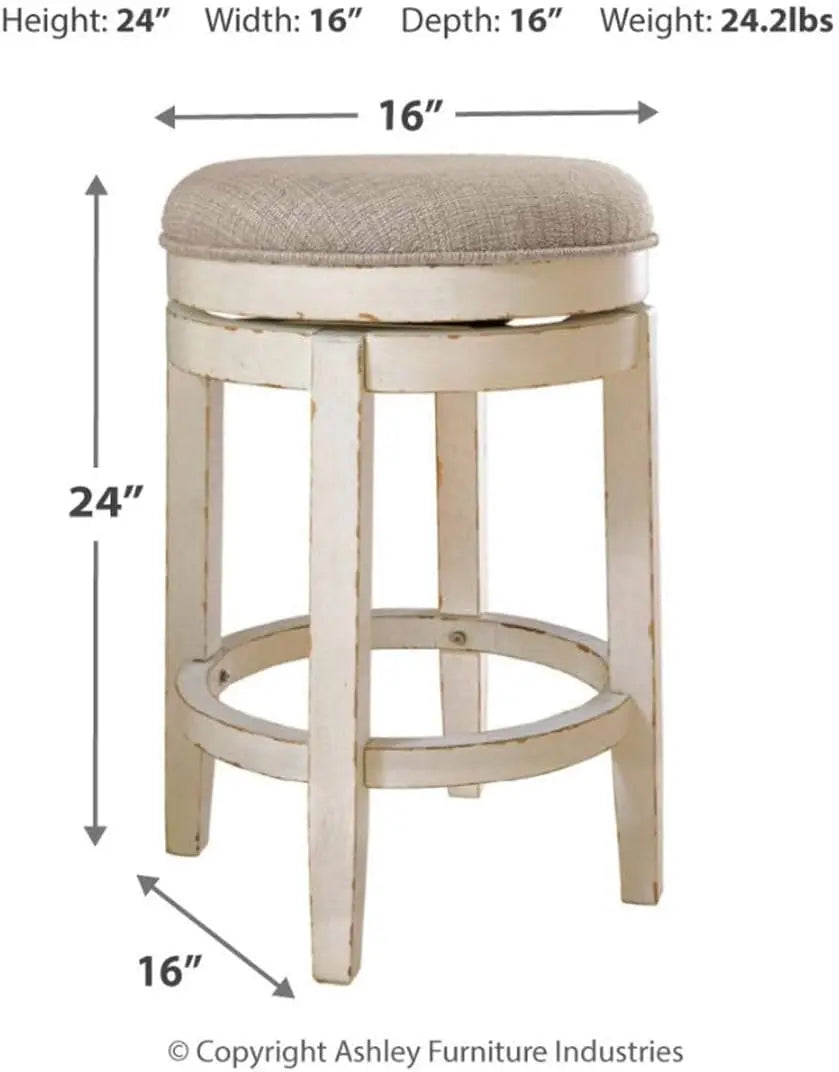 Realyn French Country 24 Inch Backless Swivel Barstool Cottage Style