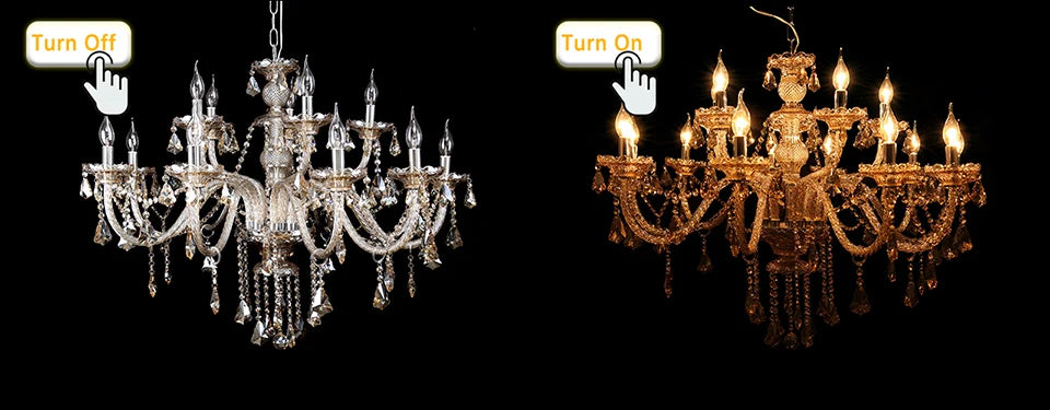 15 Arms Crystal Chandelier Pendant Light Modern K9 for Living Room