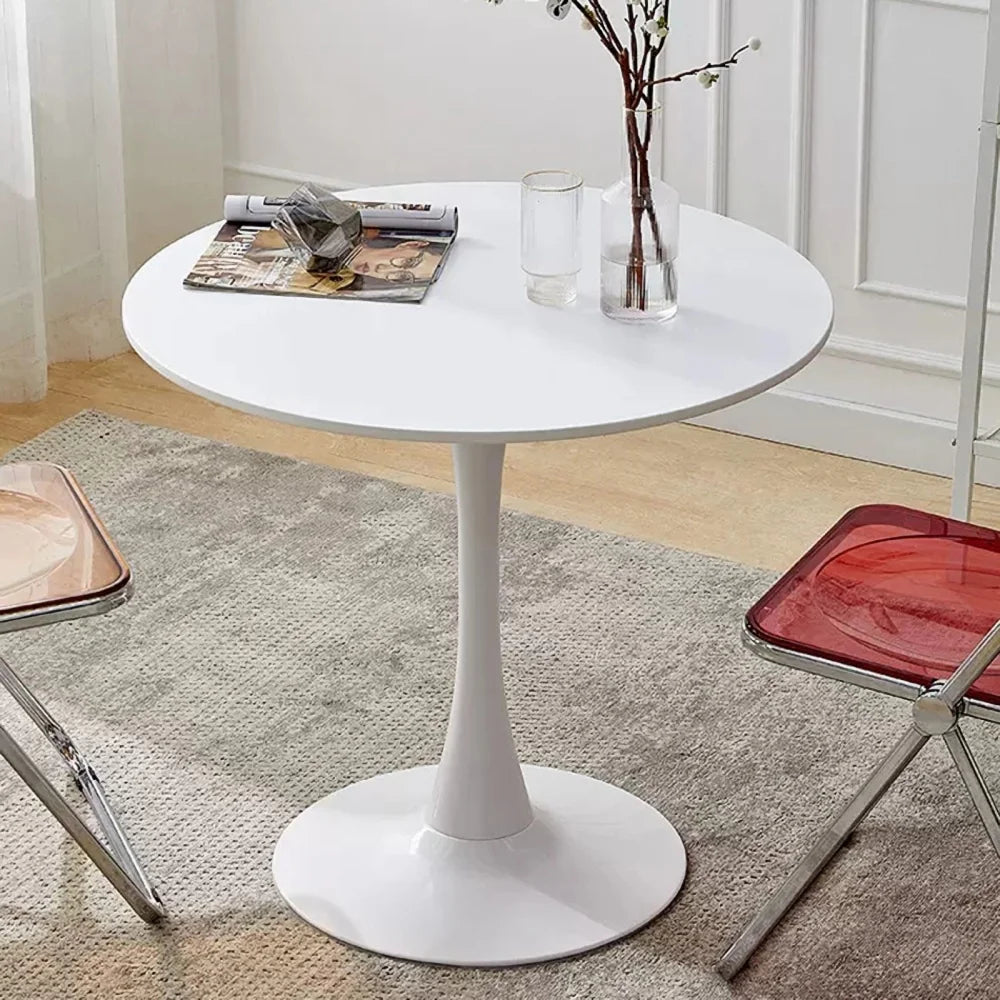 Modern Round Dining Table Steel Base Kitchen Coffee Table 24 Inch