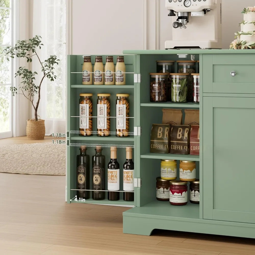 54 Inch Modern Buffet Cabinet with Storage Adjustable Shelves Sideboard