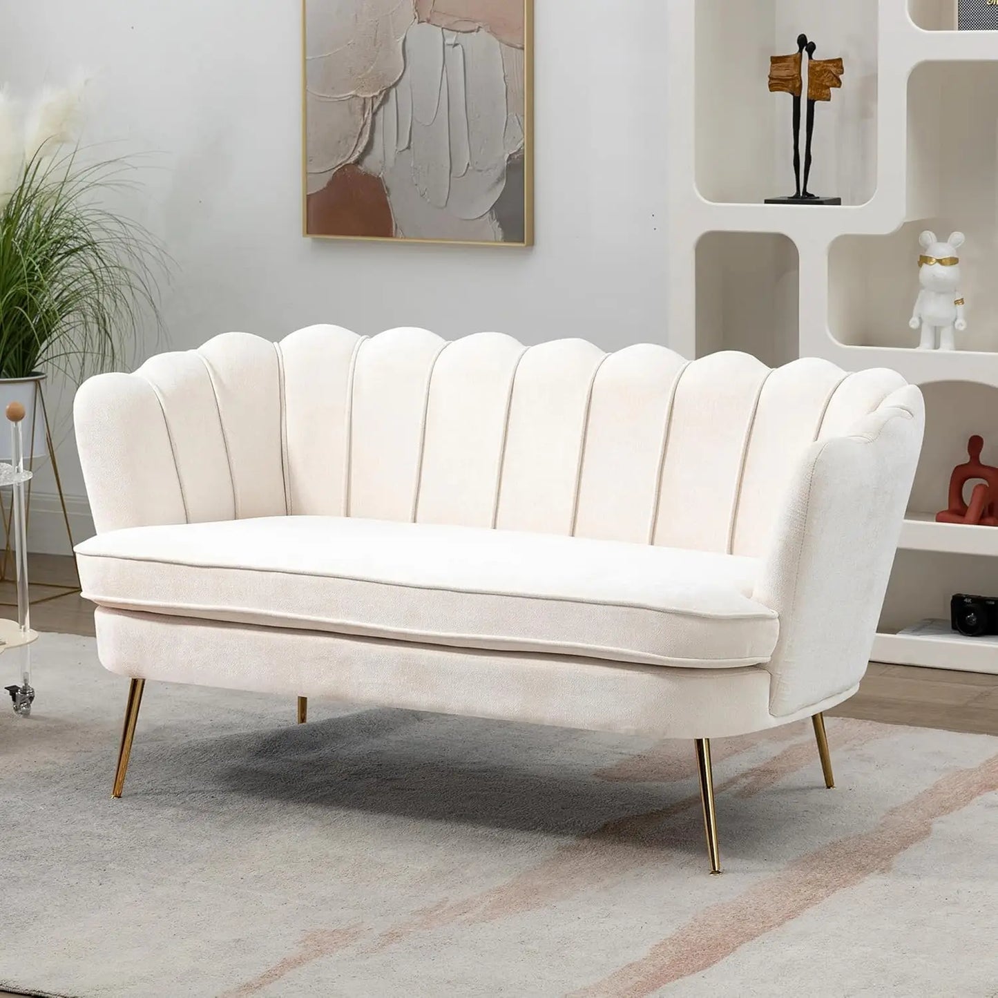 Ljustra Small Modern Chenille Loveseat Sofa with Gold Legs 2-Seater