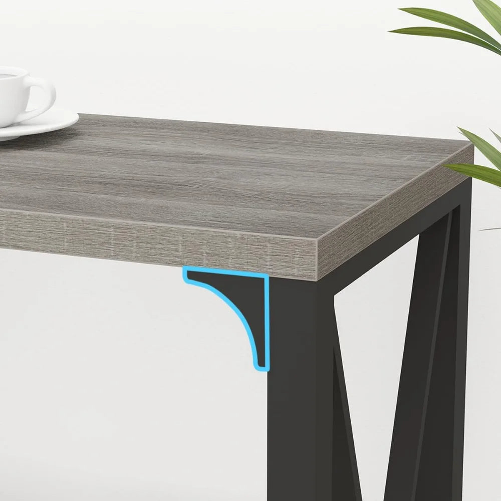 Long Entryway Console Table Industrial Wood Metal 3 Tier Storage Shelf