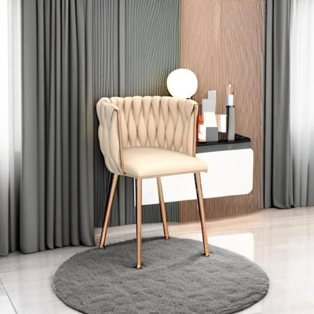 Velvet Dining Chairs Set of 2 Modern Accent Chairs with Gold Legs