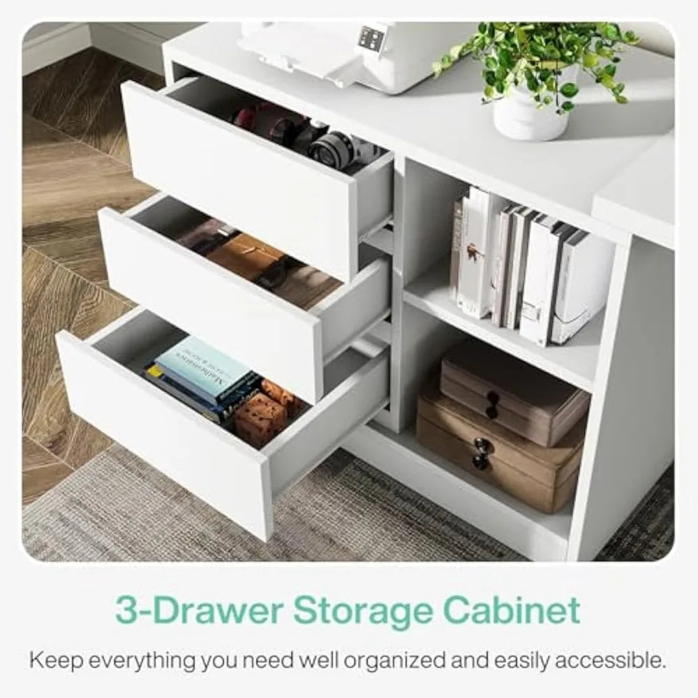 L-Shaped Computer Desk with Storage Modern Office Furniture