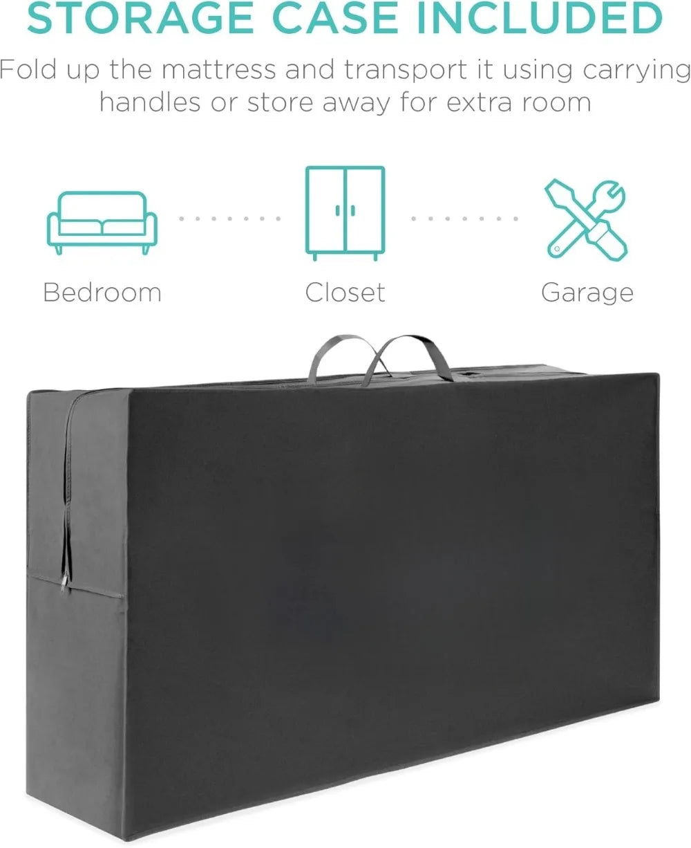 Ljustra 4in Portable Queen-Size Tri-Fold Mattress for Camping Guests