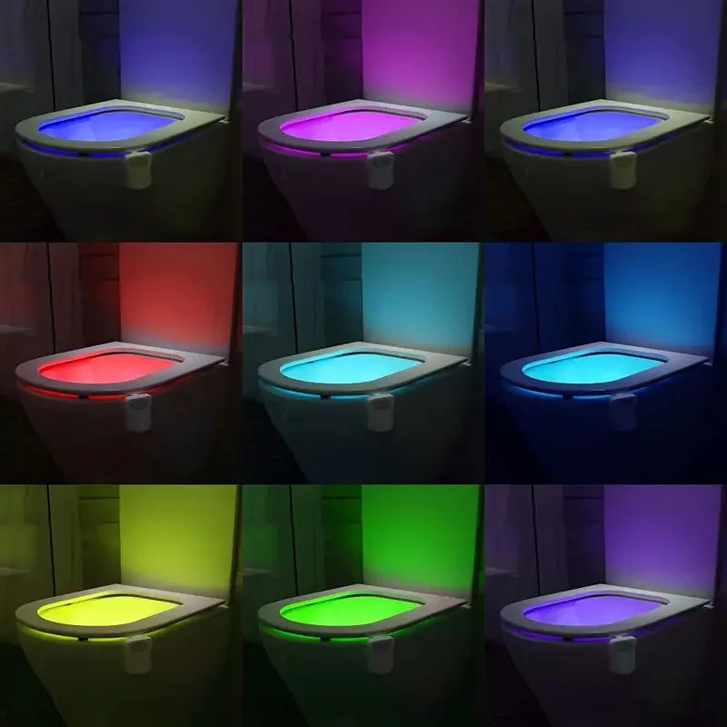 4 Piece Toilet Bowl Night Light Motion Sensor LED Gadget Bathroom Decor