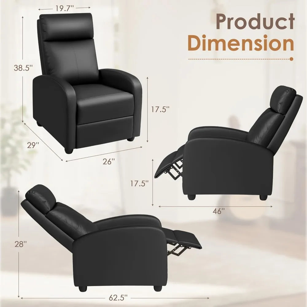 Modern Adjustable PU Leather Recliner Chair for Living Room Theater