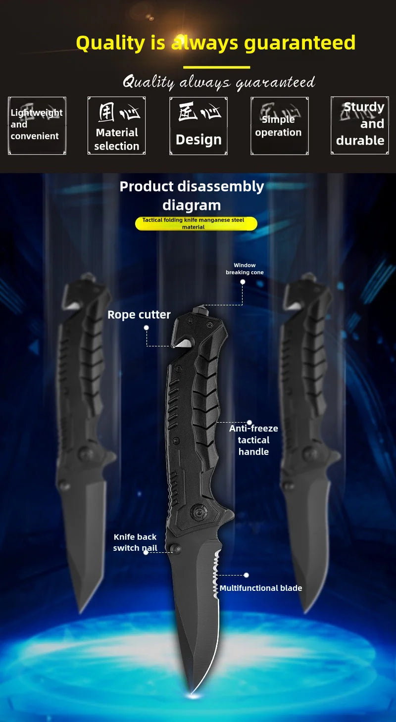 Multi Functional Foldable Camping Knife with Safety Lock for Fishing