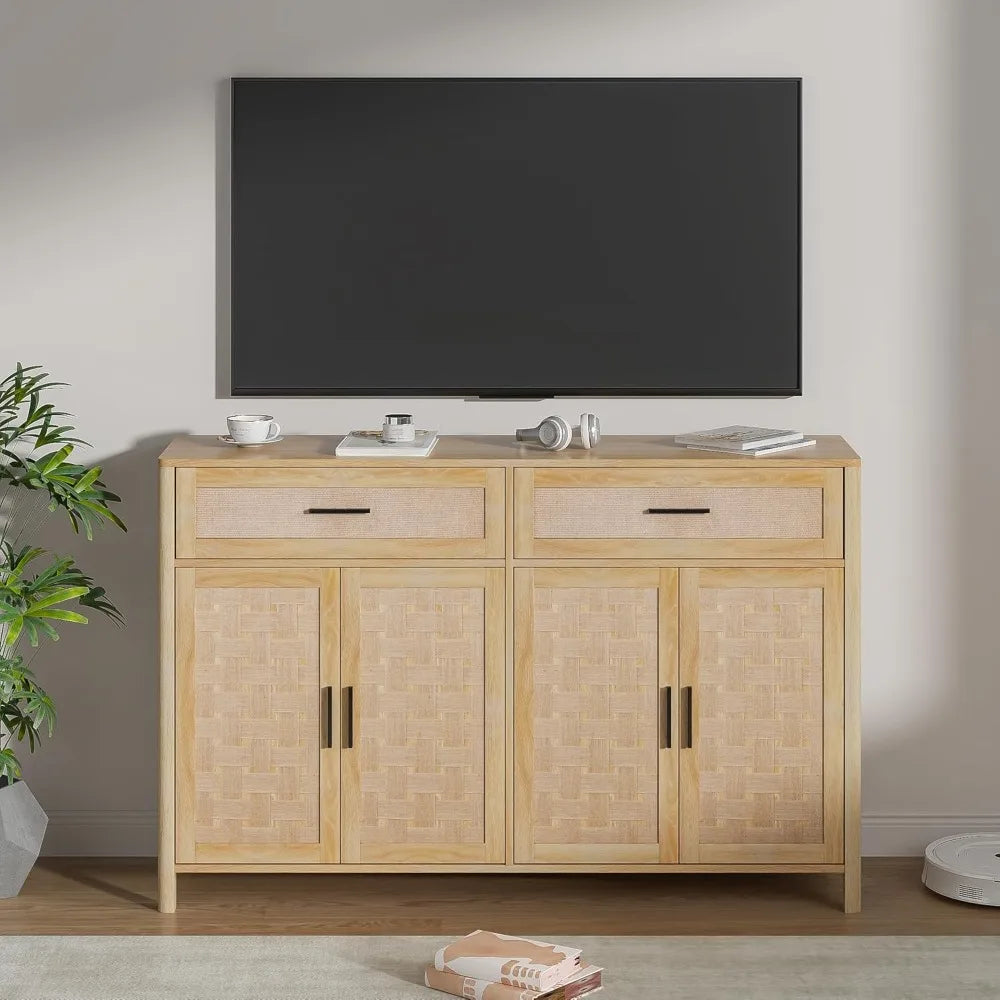 Farmhouse TV Stand for 65 Inch TV with Storage and Adjustable Shelves