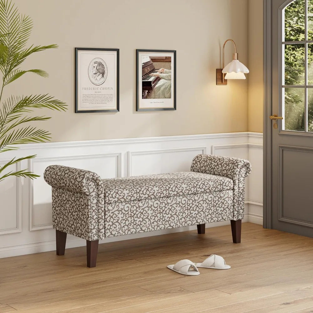 Storage Ottoman Bench with Hidden Storage Multi-Functional Footrest