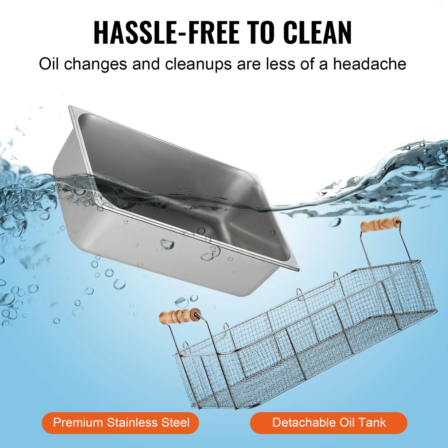 Ljustra Commercial Deep Fryer 3000W Electric Turkey Fryer 18Qt Stainless Steel