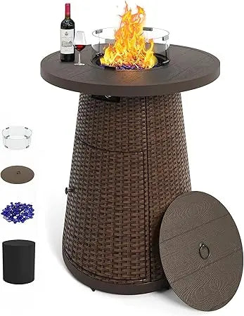 37 Inch Propane Fire Pit Table High Heat Round Gas Firepit Outdoor