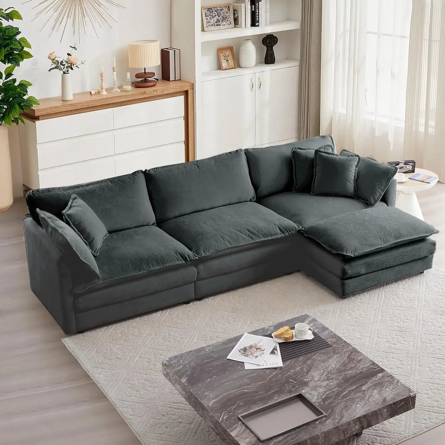 Ljustra Modular Sectional Sofa L-Shaped Couch 3-Seater with Ottoman