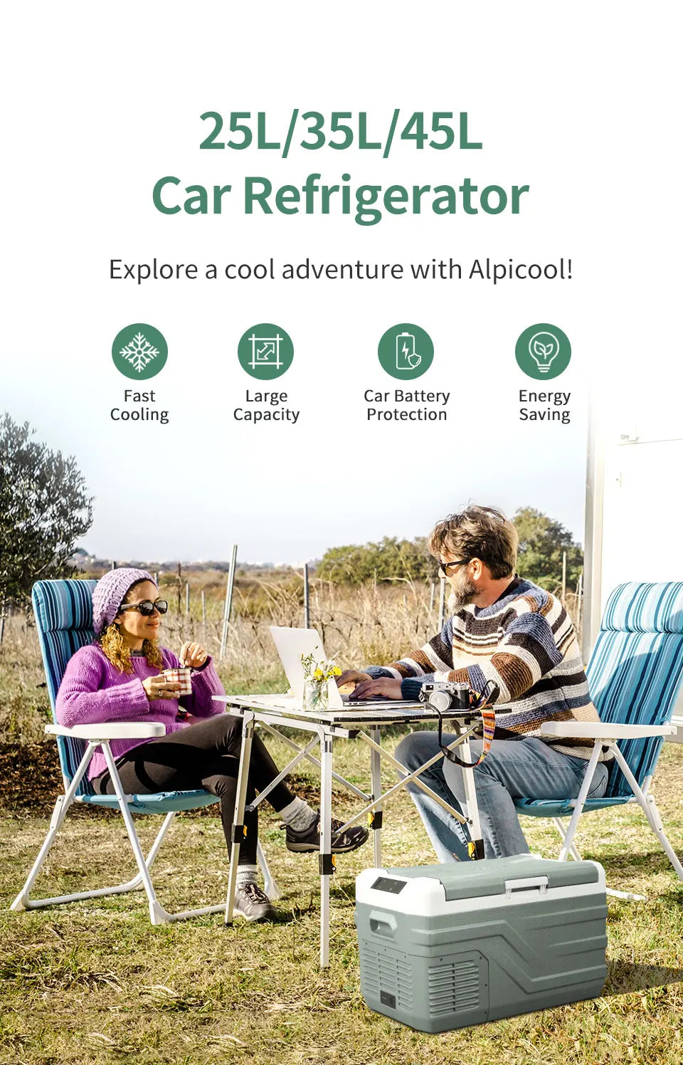 Ljustra Portable Car Refrigerator 25L 35L 45L 12V Compressor Freezer