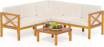 Ljustra 6 Piece Acacia Wood Patio Furniture Set Outdoor Sectional