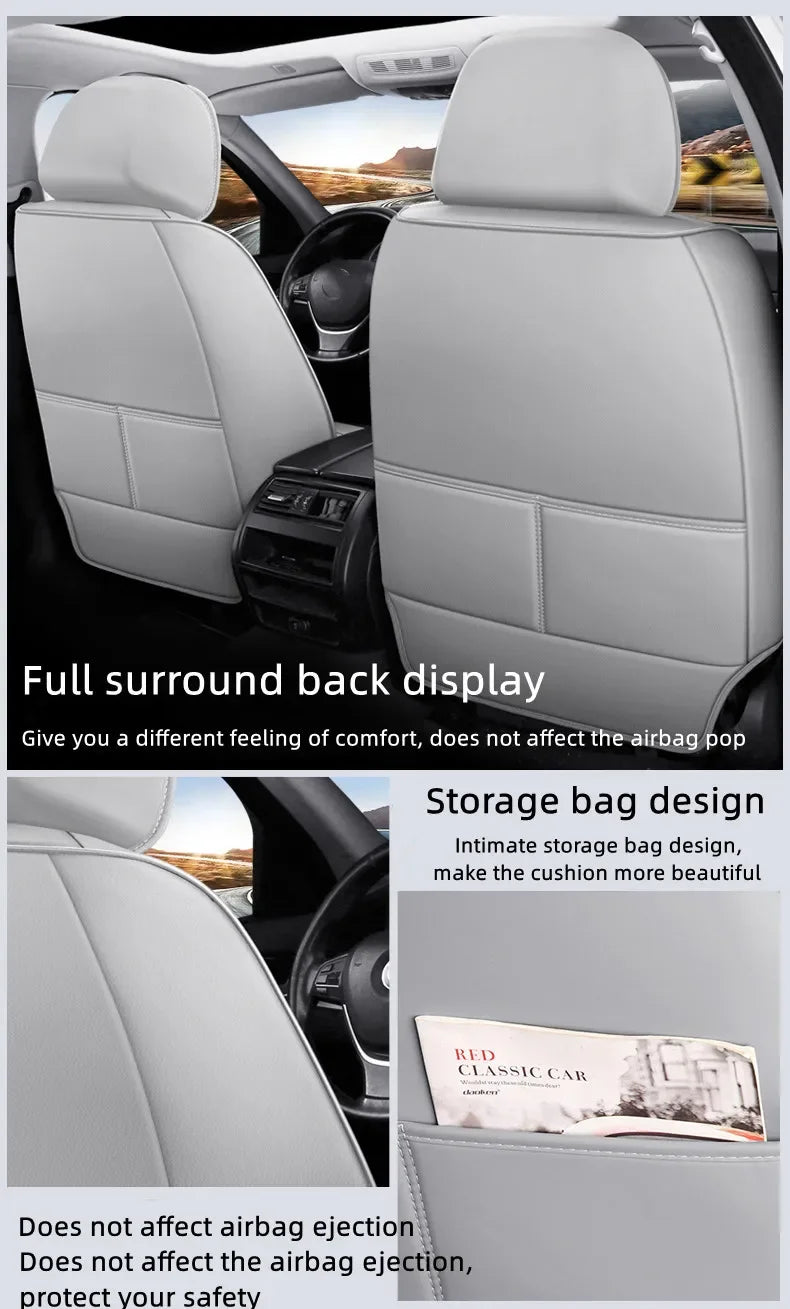 Universal 5-Seats PU Leather Car Seat Cover Full Set Waterproof for BMW