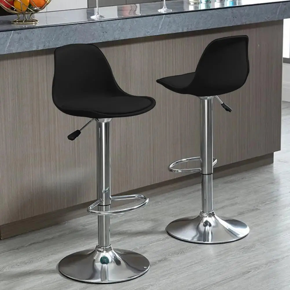 Modern Armless Kitchen Island Stool Set of 2 Adjustable Faux Leather