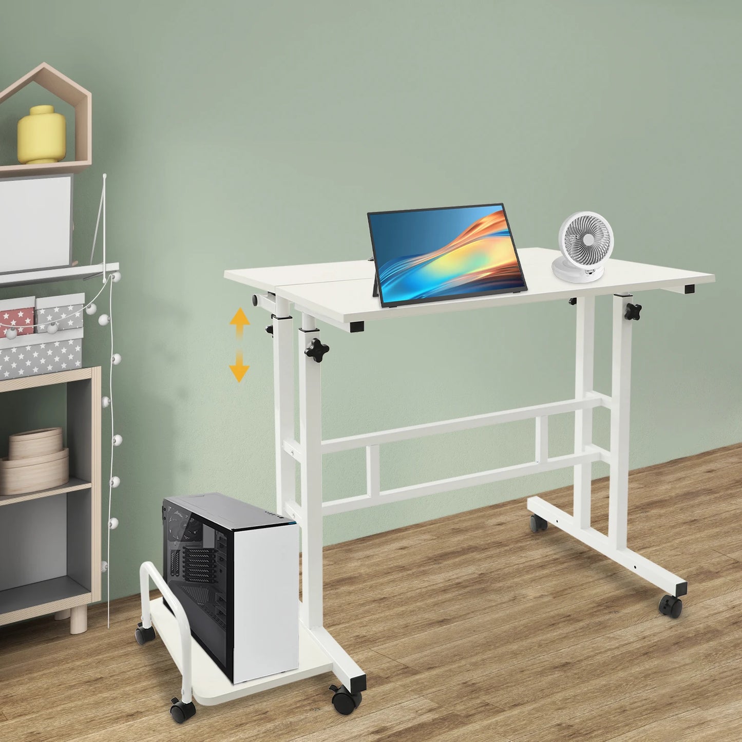Multi Functional Foldable Desk Adjustable Computer Table with Wheels