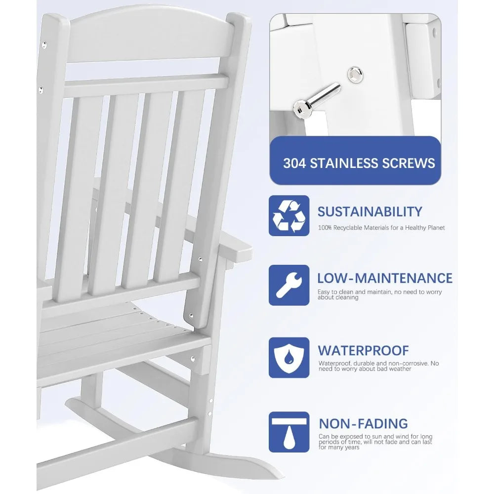 Patio Rocking Chairs Set of 2 HDPE All Weather Outdoor Rockers