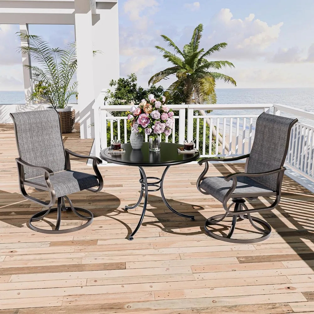 Patio Swivel Dining Chairs Set of 2 Outdoor High Back Rocking Chairs