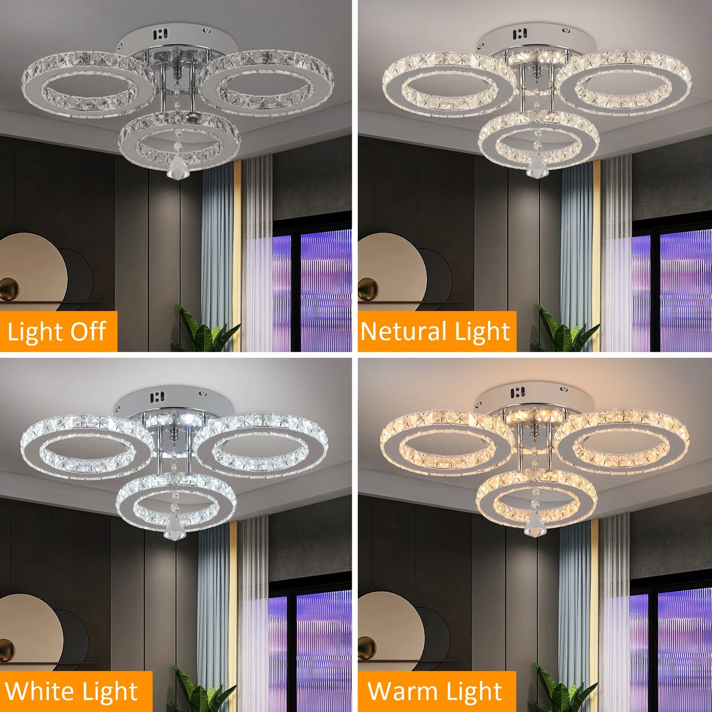 Modern K9 Crystal Chandelier Ceiling Light Fixture LED Pendant Lamp