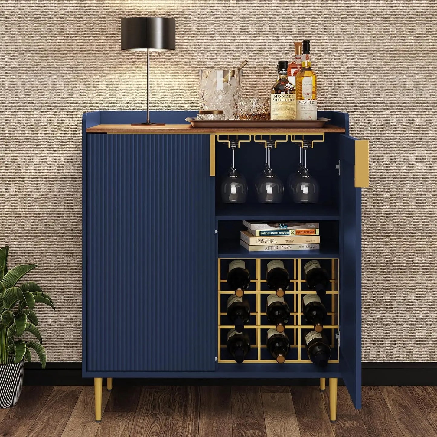Modern Sideboard Buffet Cabinet with Wine Rack and Drawers Storage