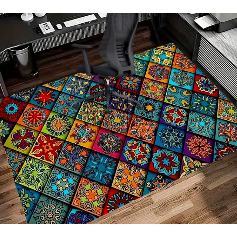 Personalized Geometric Mandala Area Rug for Living Room Bedroom Hallway