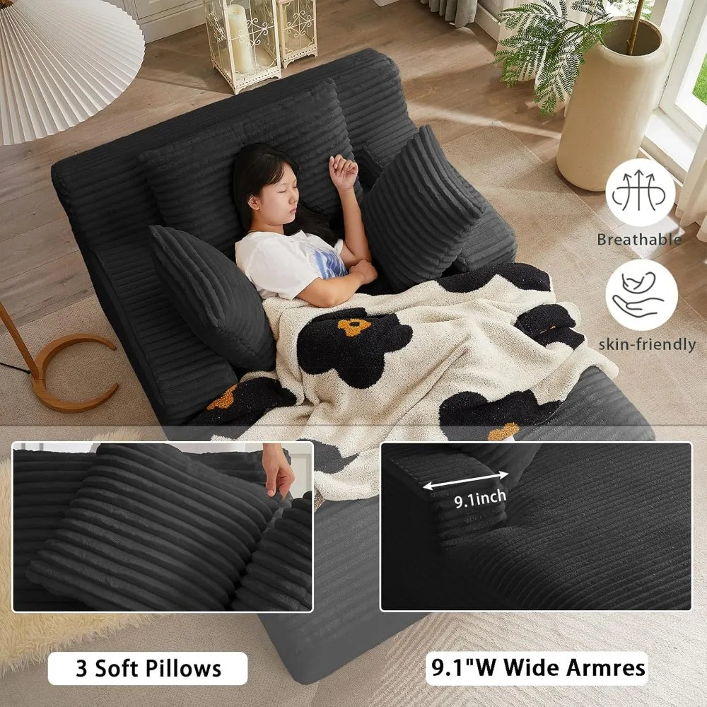 Ljustra 50 Inch Oversized Chaise Lounge Chair Indoor Sofa Bed with Pillows