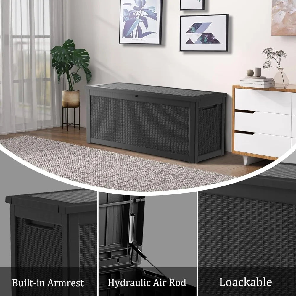 320 Gallon Lockable Resin Outdoor Storage Box Waterproof Garden Tools