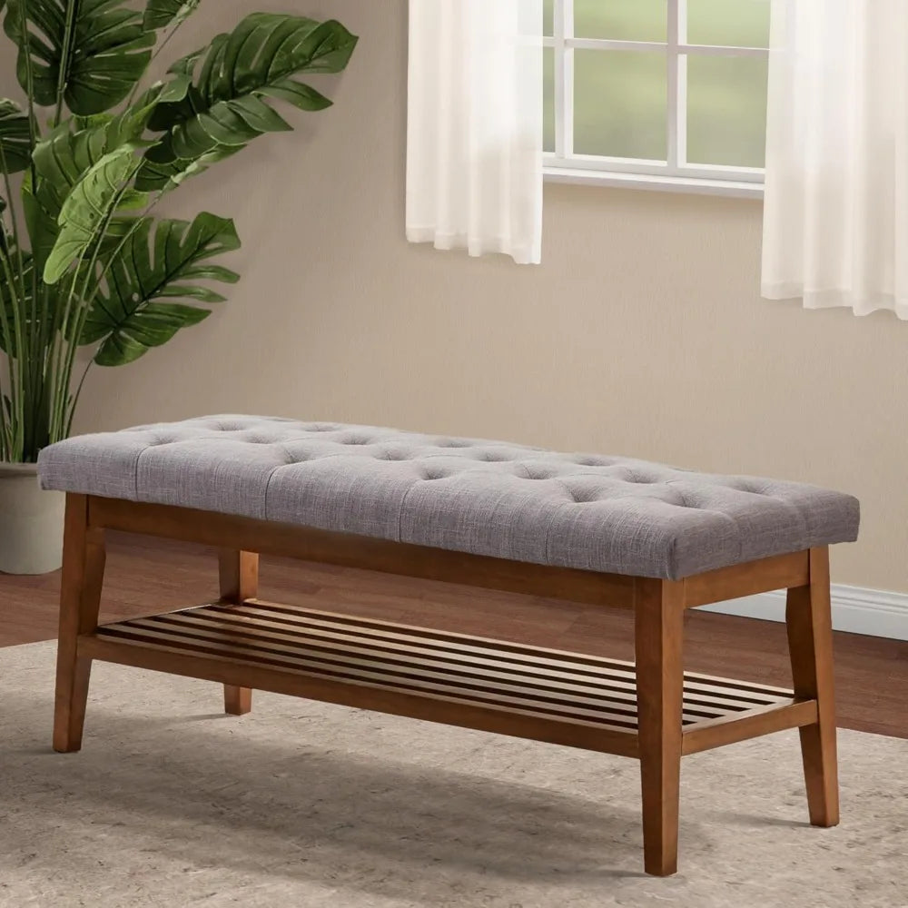 Entryway Shoe Bench Upholstered Ottoman Modern Living Room Storage