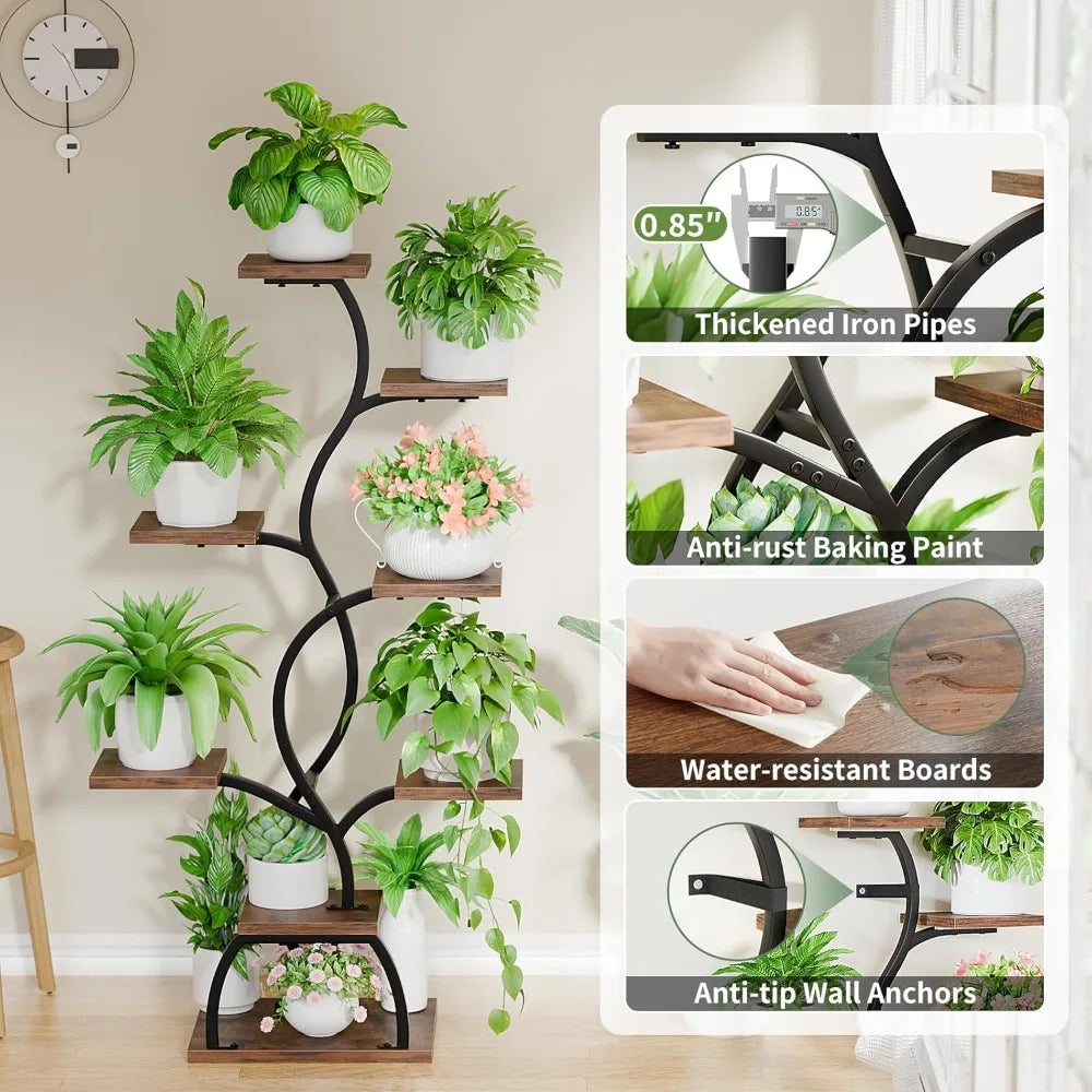 Indoor Plant Stand with Grow Light 8 Tiered Shelf 49 Inches Tall
