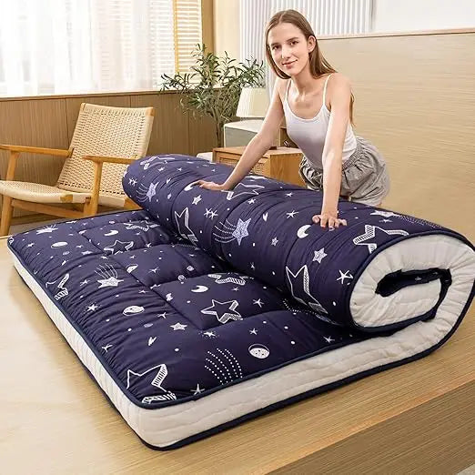 Ljustra Black Moon and Star Futon Mattress Japanese Floor Mattress King