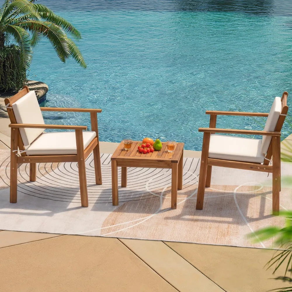 Ljustra Outdoor Patio Furniture 3 Piece Bistro Sofa Set Acacia Wood