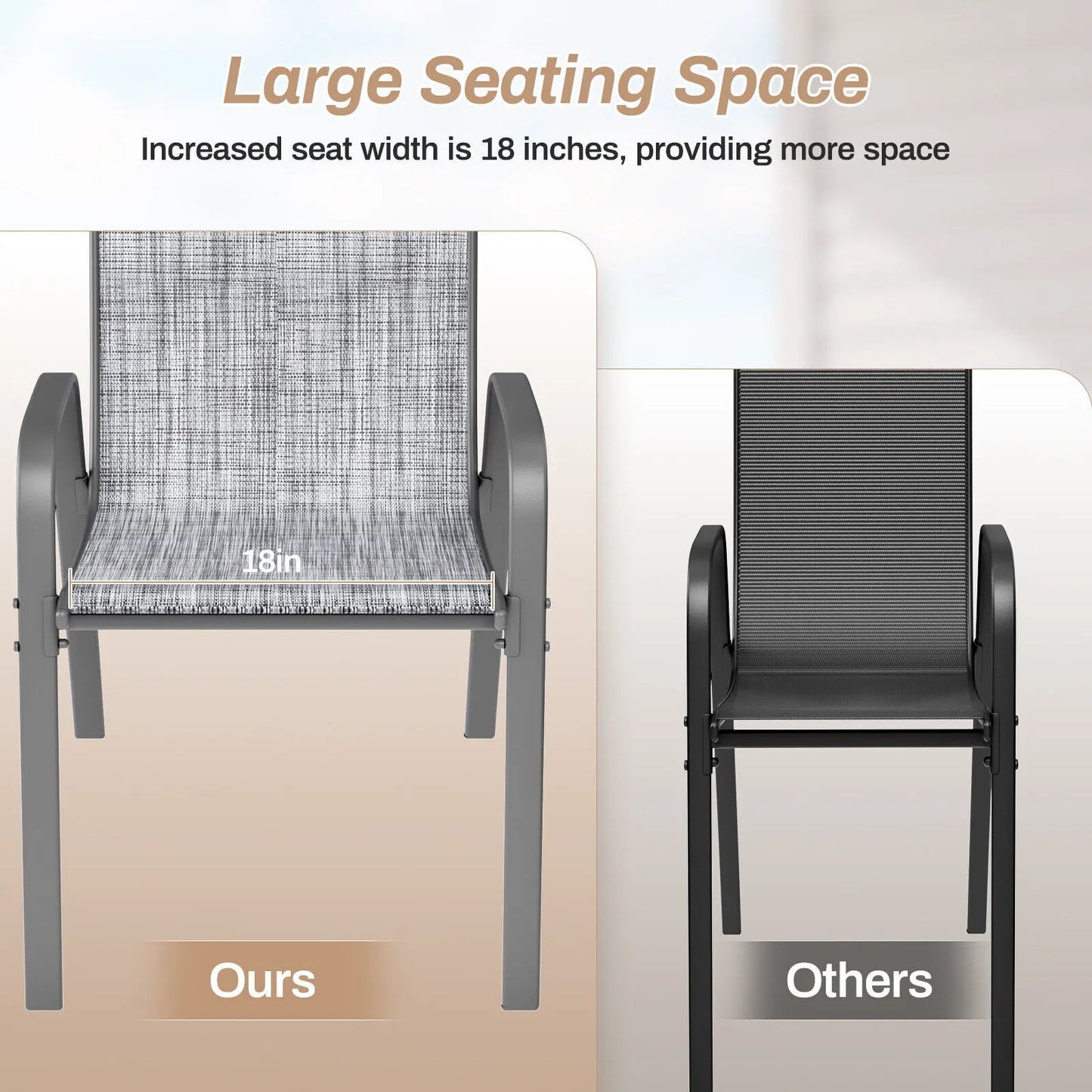 Metal Stackable Outdoor Dining Chairs Set of 4 for Patio Garden