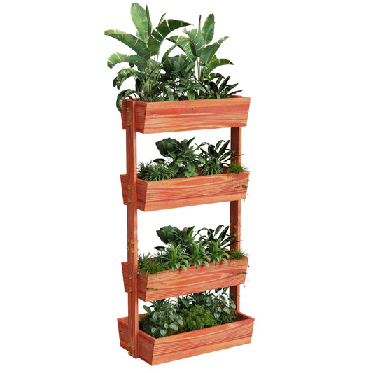 Extra Large 4 Tier Raised Garden Bed Solid Wood Vertical Planter Box