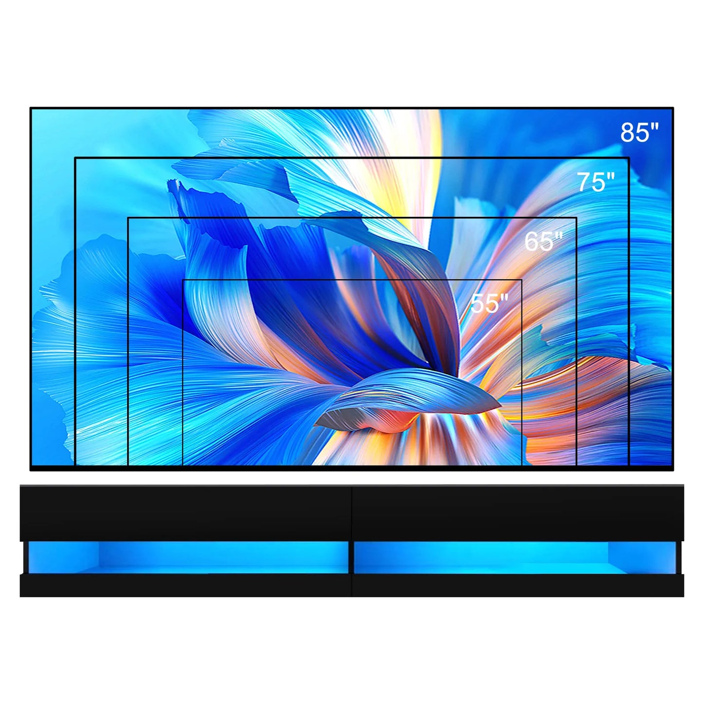 71 Inch Floating TV Stand Modern Wall Mounted LED Media Console