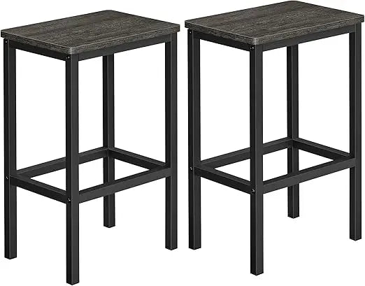 Bar Stools Set of 2 Industrial Kitchen Breakfast Chairs Footrest