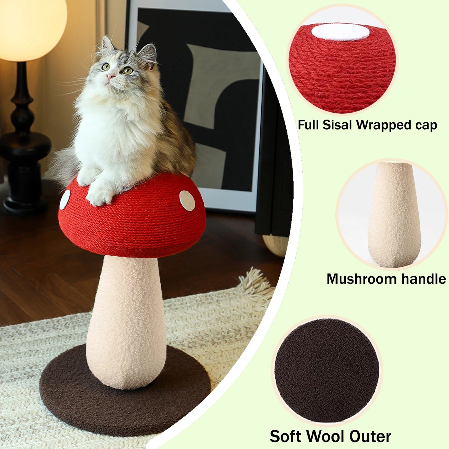 Cat Scratching Post Mushroom Shape Plus Size Sisal Vertical Cat Tower